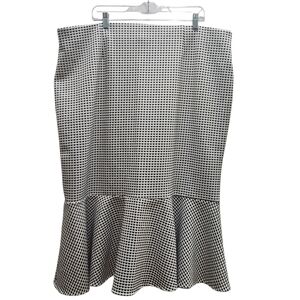 Ashley Stewart Black White Dotted A-Line Skirt Plus Sz 22/24 NEW Pull On Stretch